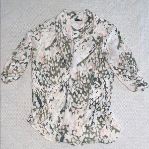 Floral Green and White Women's Top